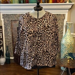 Catherines Animal Print Blouse - Black and Brown